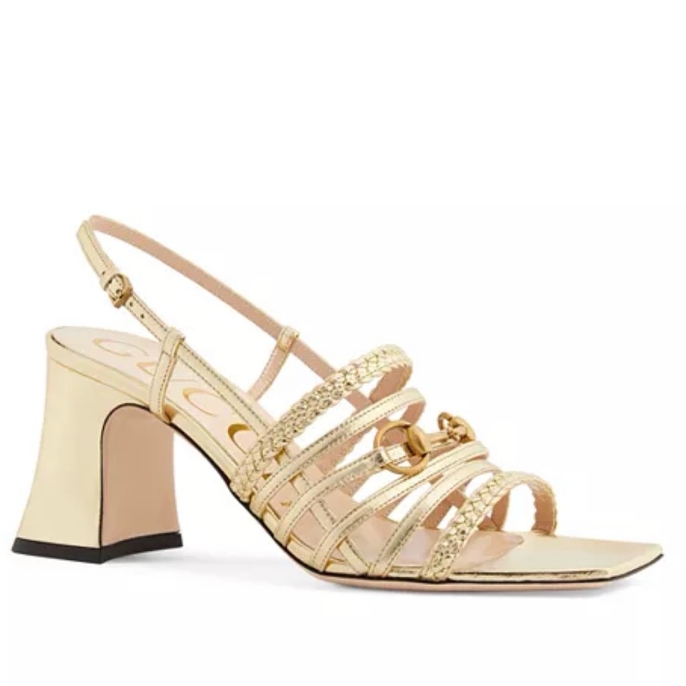Gucci Ketty Metallic Leather Sandals 37